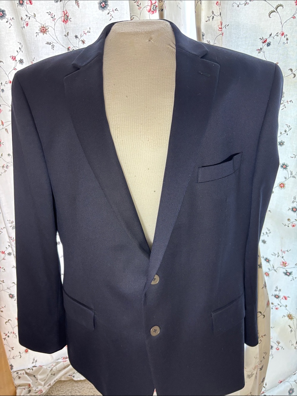 MICHAEL KORS Navy Single Breasted Classic Polyester Blend Blazer Jacket 46R NWOT